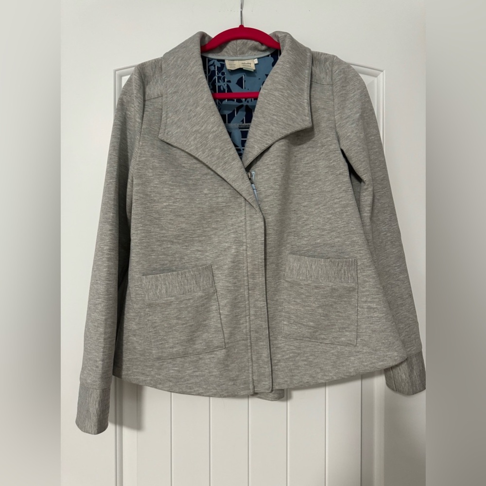 Jersey knit lined casual blazer, gray